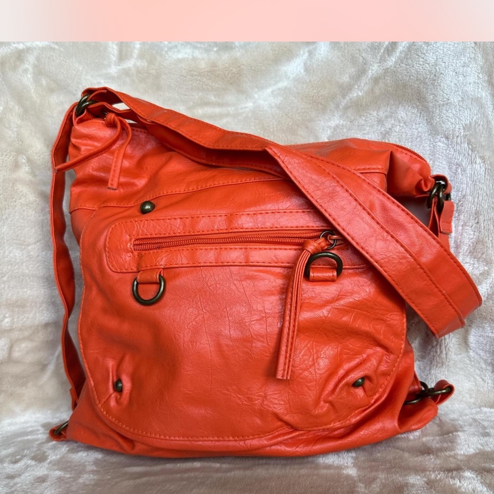 Vibrant Orange Leather Satchel